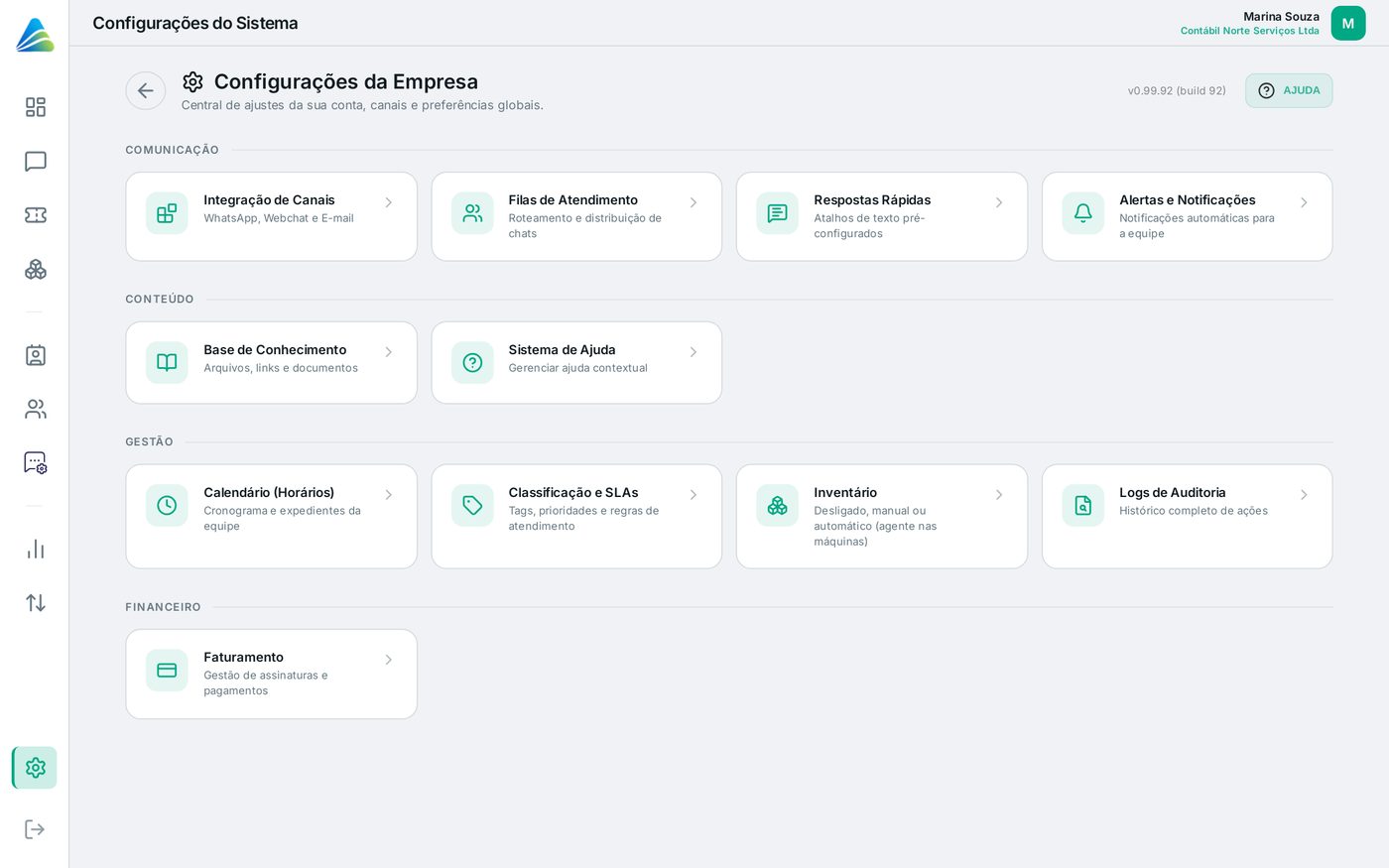 Tela do AltDesk: Conhecer o menu e as configurações