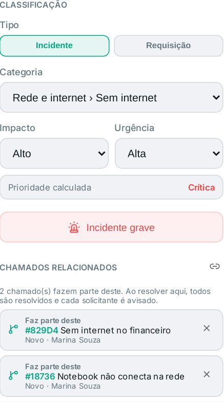 Tela do AltDesk: Classificar o chamado