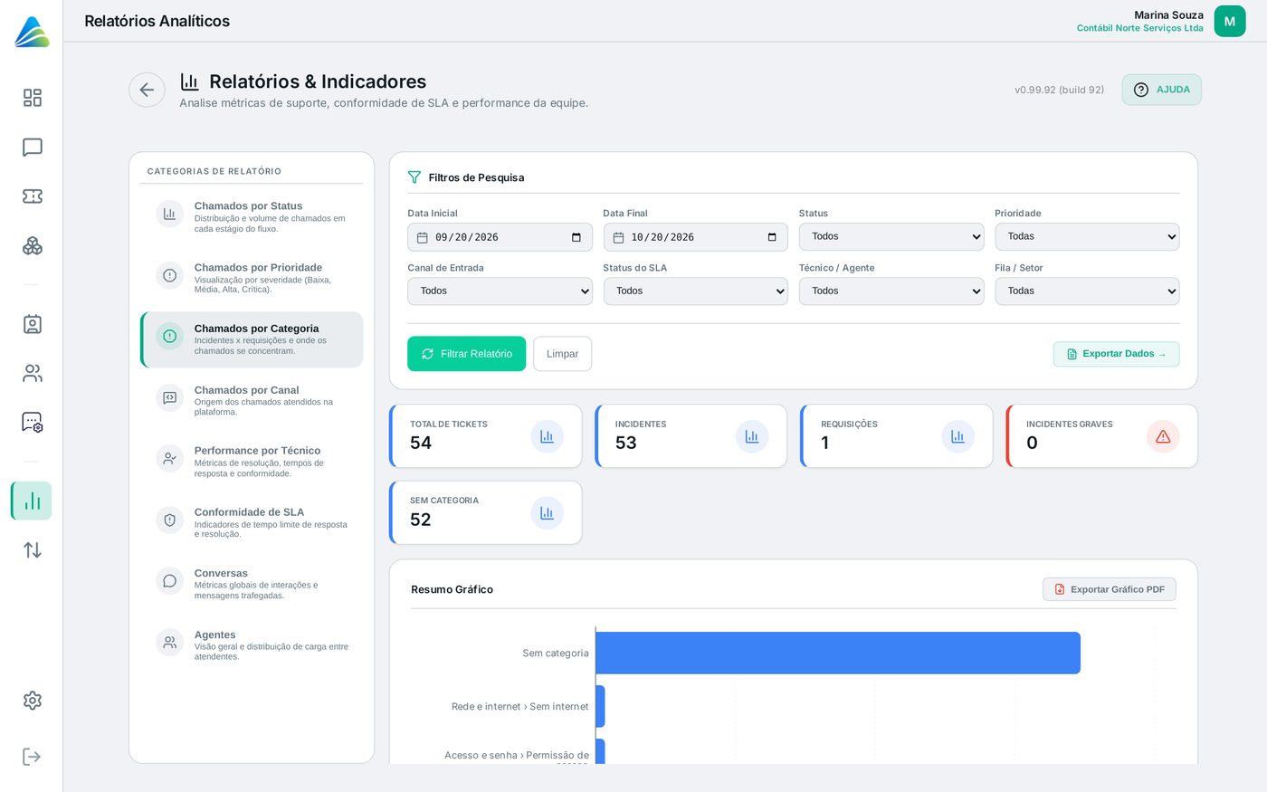 Tela do AltDesk: Gerar um relatório